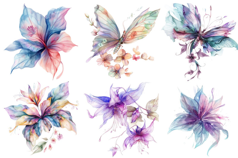 watercolor fairy flower clipart