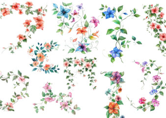 watercolor flower vine clipar