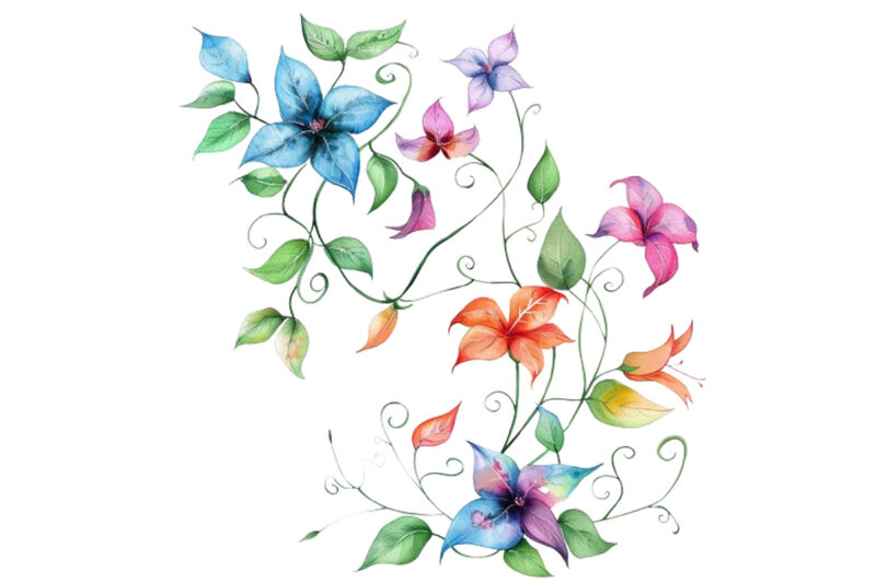 watercolor flower vine clipar