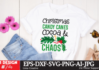 Christmas Candy Canes Cocoa & Chaos t-Shirt Design,Funny Christmas Shirt, Cut File for Cricut,Christmas SVG Bundle, Merry Christmas svg