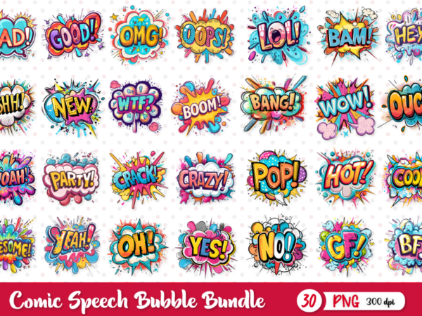 Comic speech word bubble bundle t shirt vector file