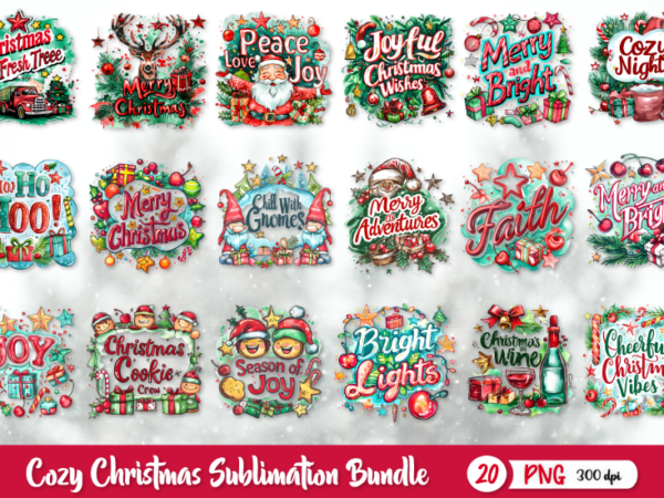 Cozy christmas sublimation bundle, cozy christmas t-shirt design