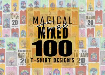 Watercolour Triangle Tree t-shirt design bundle with 100 designs mega bundle for POD