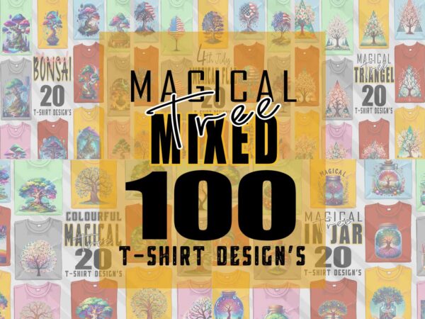 Watercolour triangle tree t-shirt design bundle with 100 designs mega bundle for pod