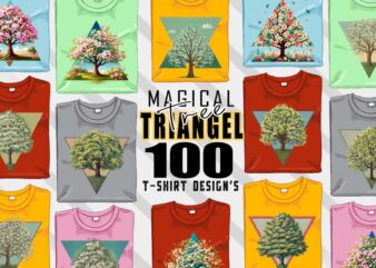 Watercolour Triangle Tree t-shirt design bundle with 100 designs – download instantly mega bundle for POD