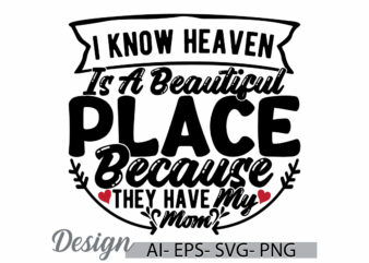 i know heaven is a beautiful place because they have my mom greeting t shirt template, funny people mothers gifts, mom lover retro design