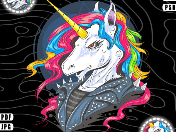 Rock unicorn tshirt design