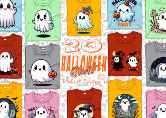 20 Trendy Halloween Ghost t-shirt design bundle