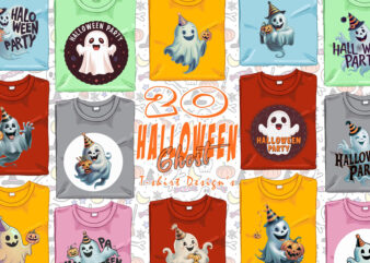 Magical Party of Halloween Cute Ghost Trendy t-shirt design bundle of 20 design