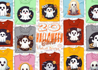 Magical Party of Halloween Cute Ghost t-shirt design bundle of 20 designs – download instantly Retro Vintage Halloween Tee s Bundle