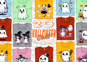 20 Halloween Spooky Ghost t-shirt design bundle