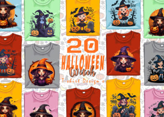 20 Halloween Spooky Witch Ghost t-shirt design bundle