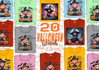 Spooky Ghost Halloween Witch t-shirt design bundle of 20 design