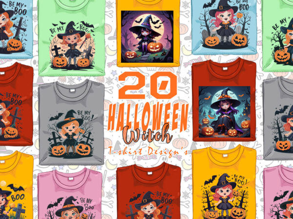 Spooky ghost halloween witch t-shirt design bundle of 20 design