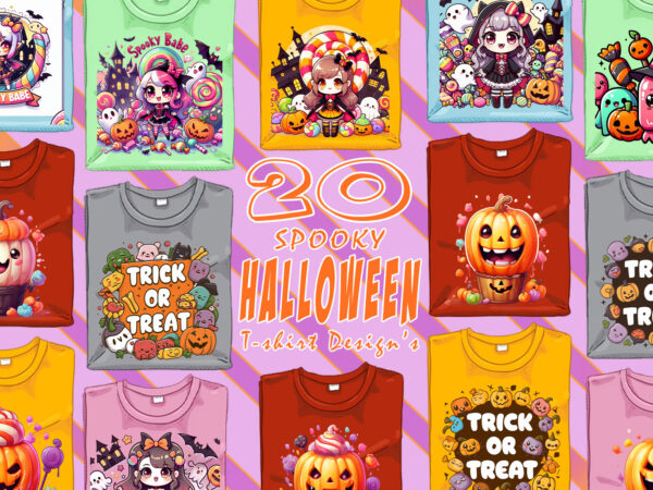 Magical spooky ghost of halloween t-shirt design bundle with 20 designs