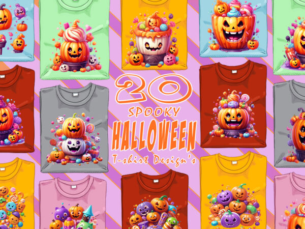 Watercolour spooky ghost halloween t-shirt design bundle with 20 designs – download instantly t-shirt artwork for pod