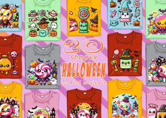 Magical Halloween Cute Ghost t-shirt design bundle with 20 designs