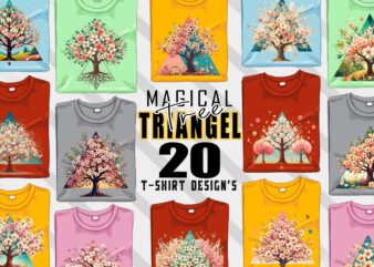 Colourful Triangle Tree t-shirt design bundle with 20 designs – download instantly Retro Vintage T-shirt