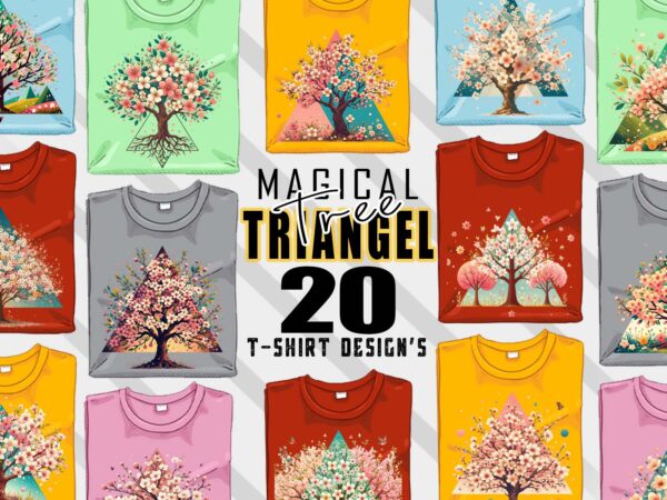 Colourful triangle tree t-shirt design bundle with 20 designs – download instantly retro vintage t-shirt