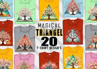 Retro Triangle Tree t-shirt design bundle with 20 designs – download instantly Retro Vintage T-shirt for POD