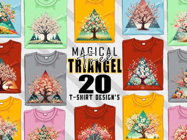 Retro triangle tree t-shirt design bundle with 20 designs – download instantly retro vintage t-shirt for pod