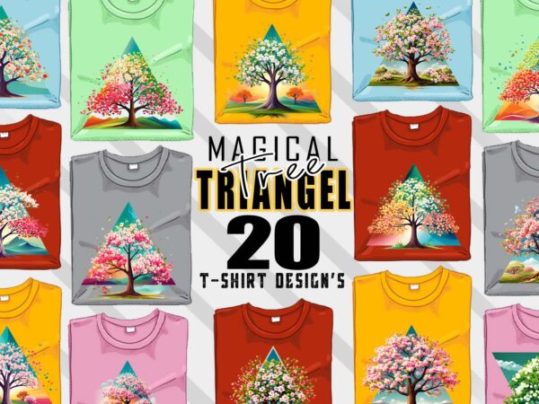 Watercolour triangle tree t-shirt design bundle with 20 designs – download instantly