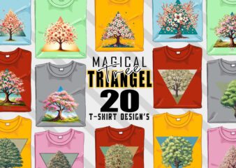 Magical Triangle Tree t-shirt design bundle with 20 designs – download instantly Retro Vintage Tee