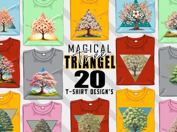 Magical triangle tree t-shirt design bundle with 20 designs – download instantly retro vintage tee