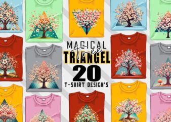 Colourful Triangle Tree t-shirt design bundle with 20 png & jpeg designs for POD