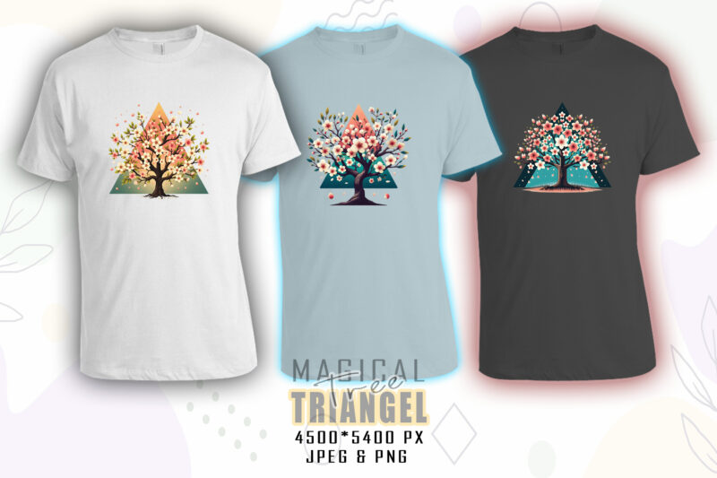 Colourful Triangle Tree t-shirt design bundle with 20 designs – download instantly Retro Vintage T-shirt