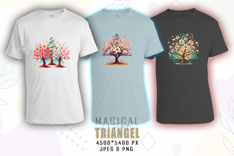 Colourful Triangle Tree t-shirt design bundle with 20 designs – download instantly Retro Vintage T-shirt