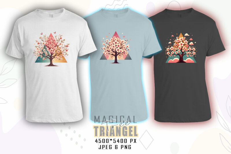 Colourful Triangle Tree t-shirt design bundle with 20 designs – download instantly Retro Vintage T-shirt