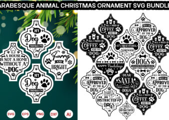 Arabesque Animal Christmas Ornament Svg Bundle, Arabesque Animal Christmas Ornament SVG Bundle, Dog Ornament Svg, Cat Ornament Svg, Arabesqu t shirt vector