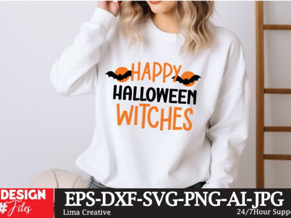 Happy halloween witches t-shirt design, spooky season svg, cute halloween svg, halloween shirt svg, ghost svg, halloween onesie svg, ghost v