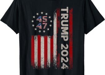 45 47 Trump 2024 American Flag T-Shirt