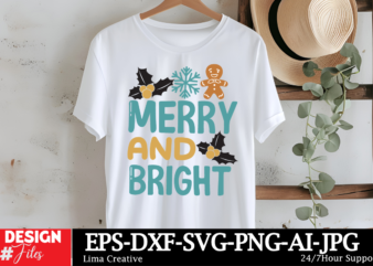 Merry and Bright Sublimation PNG ,Christmas Sublimation Design