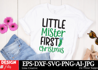 Little Mister First Christmas T-shirt Design ,Christmas T-shirt Design,Christmas SVG Design ,Christmas SVG Cut File,Christmas Sublimation ,