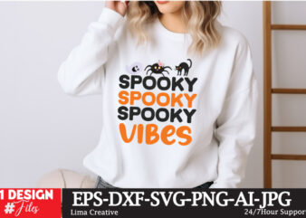 Spook Vibes t- shirt design, Spooky Season SVG, Cute Halloween SVG, Halloween Shirt svg, Ghost svg, Halloween Onesie svg, Ghost Vibes, Hallo