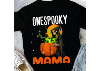 One Spooky Mama t-shirt Design, Halloween t-shirt design,halloween,Halloween t-Shirt Design bundle,Happy helloween t-shirt design,halloween,