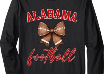 Alabama Football Pretty Coquette Style Bow Long Sleeve T-Shirt