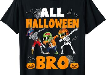 All Halloween Bro Dabbing Skeleton Jack O Lantern Boys Kids T-Shirt