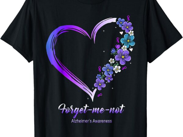 Alzheimer‘s awareness forget me not heart flowers ribbon t-shirt