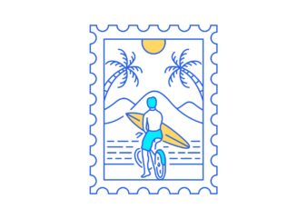 Summer Surfing Postal Stamp 1 t shirt template vector