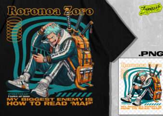 Zoro anime tshirt design | streetwear | anime artwork | anime streetwear tshirt design for sale | best selling | trending