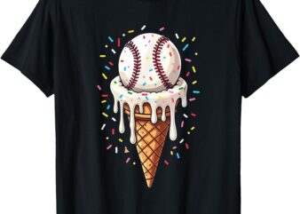 Baseball Drip Boys Ice Cream Cone Drip Baseball T-Shirt