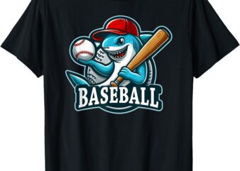 Baseball Shark Playing Baseball T-Shirt