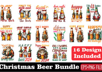 Vintage Christmas BEER T-shirt Bundle, Christmas Beer Sublimation t-shirt Vector Bundle, Christmas BEER clipart, Beer SVG Bundle