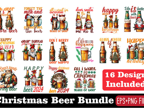 Vintage christmas beer t-shirt bundle, christmas beer sublimation t-shirt vector bundle, christmas beer clipart, beer svg bundle