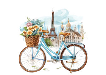 Bicycle with basket full of flowers