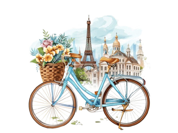 Bicycle with basket full of flowers t shirt template